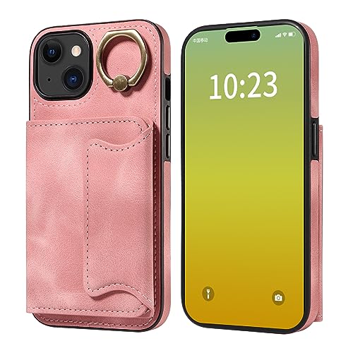 Protective Case iPhone 15 de luxe finition cuir et bague de support