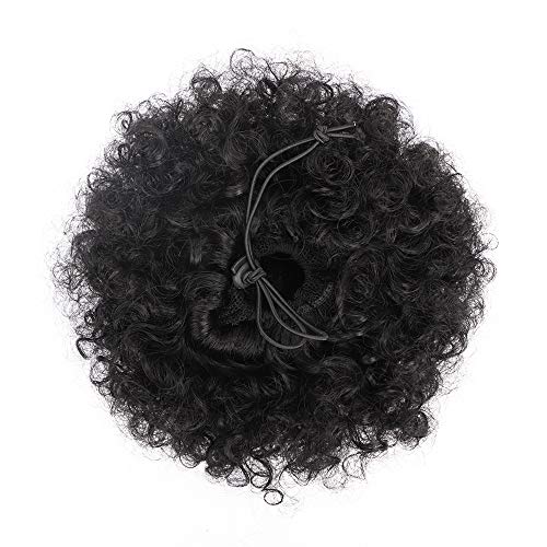 Afro Puff Drawstring Ponytail Kinky Curly Bun Hair Synthetic Short Extensions Hairpieces Updo Hair For Black Women Girls(1B) #TOP5