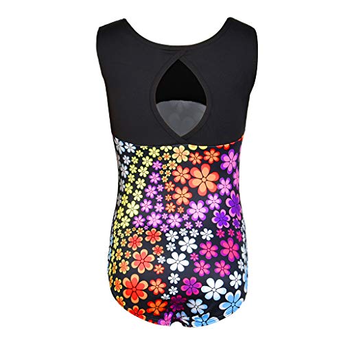 DYNWAVE Macacão Infantil Meninas Crianças Dança Ginástica Collant Sem Mangas Brilhante Bodysuit Top