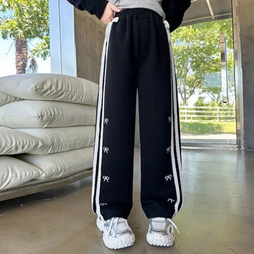 Girls Cute Sweat Pants Teens Kids Y2K Bowknot Side Baggy Casual Elastic Waist Relaxed Fit Wide Leg Sweatpants2