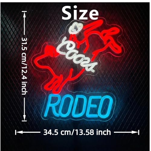 Image of Crs RODEO LED Neon Lights for Wall Decor Signs, Western Decor Cowboy Dimmable Western Rodeo Neon Light Signs for Wall Decor Cowboy Neon Sign for Man Cave Home Bar Beer