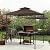 CHARMELEON Double Tiered Grill Gazebo 8X 5, Outdoor BBQ Patio Canopy Tent with Stretchable Side Awning (Brown)