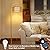 LAMSU Arc Gold Floor Lamp with Remote and LED Bulb, Dimmable Floor Lamps for Living Room with Rattan and Fabric Shades, Boho Tall Lamp with 3 Color Temperatures, Corner Standing Lamps for Bedroom