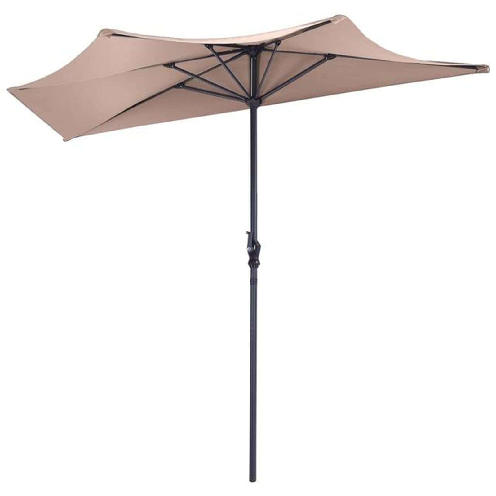 HCZKIUJY Half Round Outdoor Umbrella, 2.7m/9ft Patio Parasol Market Wall Umbrella, for Balcony Deck Garden Deck or Terrace Shade, Khaki-9ft/270cm (Khaki 9ft/270cm)
