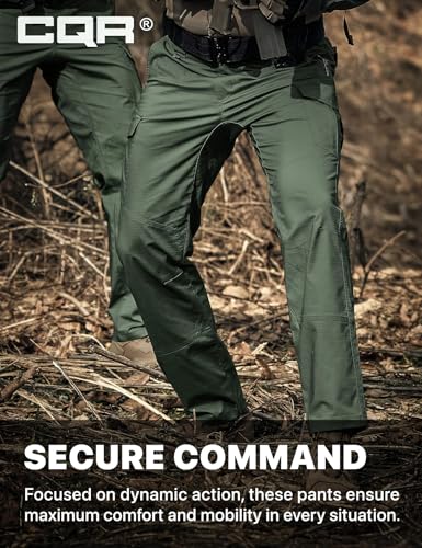 Image of CQR Men's Flex Ripstop Tactical Pants, Water Resistant Stretch Cargo Pants, Lightweight EDC Hiking Work Pants