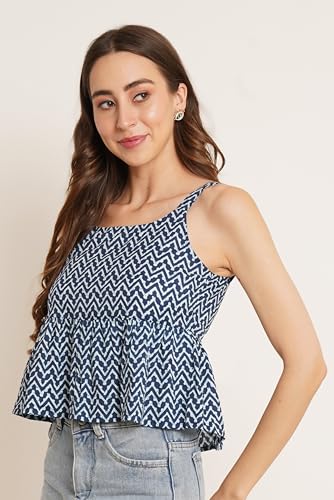 Image of COTLAND Fashions Designer Pre-Shrunk Cotton Peplum Top for Women