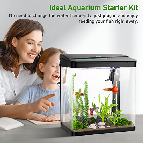 Pondon Fish Tank, 3 Gallon Glass Aquarium, 3 In 1 Fish Tank With Filter And Light, Desktop Small Fish Tank For Betta Fish, Shrimp, Goldfish (Black, 3Gallon) #TOP5