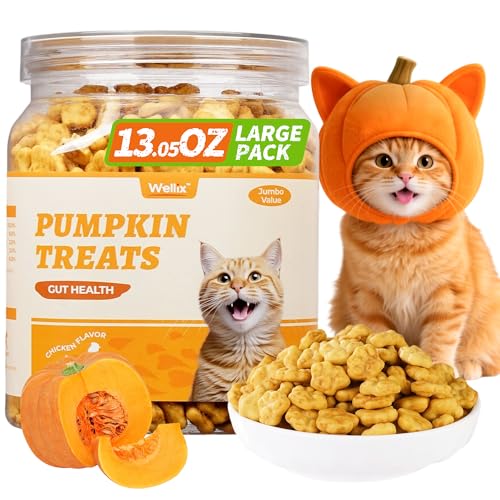Wellix 13.05oz Healthy Cat Treats Pumpkin Flavor - Chicken Formula Stomach Sensitive Kitten Snacks...