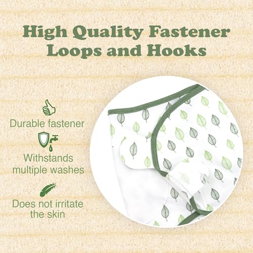 Image of Swaddles for Newborns - 3-Pack Infant Swaddles 0-3 Months - Adjustable Swaddle Sleep Sack - Soft Organic Cotton Baby Wrap for Safe & Cozy Sleep (Green Leaf)
