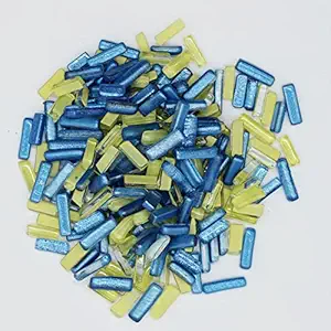 Sweven Art Mosaic Tiles, 5x20mm Thin Pipes, 5mm Thick, Glitter Blue & Yellow (Pack of 200Gms)