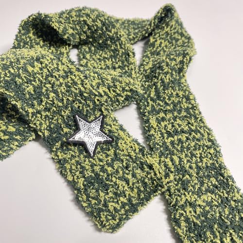Lady Harajuku Cool Scarf With Star Decals Y2k Girl Decorative Knitted Scarf Fashion Casual Street Neckerchief Knit3