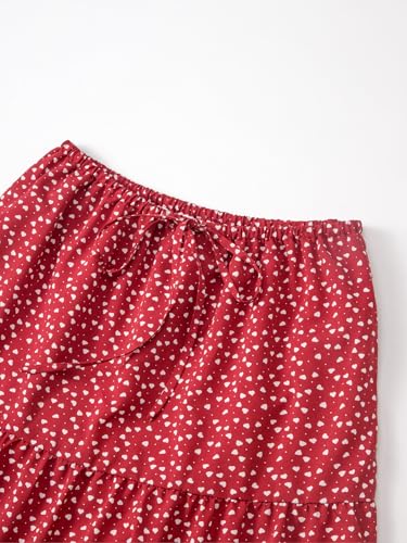 Women's Bohemian Maxi Skirt Summer Swing Tiered Flowy Elastic Waist Pleated Long Dress2