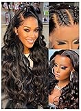 Labhairs True Glueless 13x4 Full Lace Frontal Wigs Human Hair, 180 Density HD Transparent Lace Front Wig Pre Plucked Bleached Knots, Virgin Hair Seamless Glueless Easier To Install, 22 Inch
