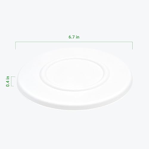 Miniatura 5 de Tapas desechables de 6.7 pulgadas para servir alimentos, resistentes, 100% biodegradables, hechas de fibras de caña de azúcar a base de plantas,