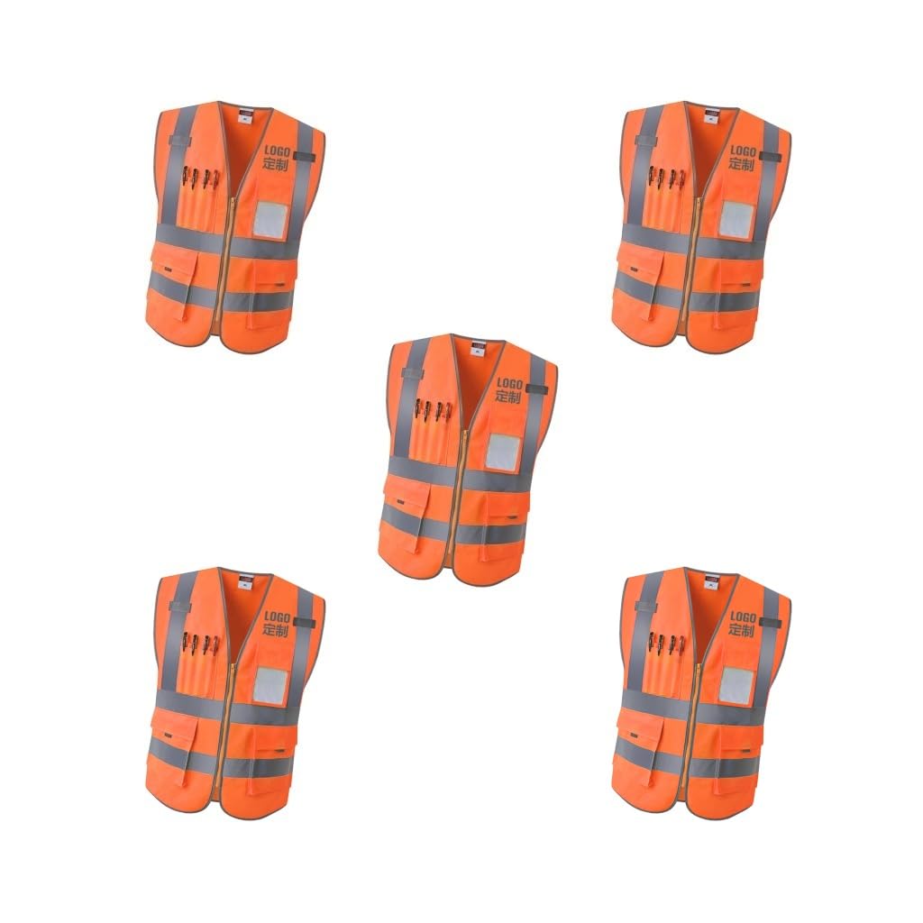 Gilet de sécurité haute visibilité Vert brillant Taille XL, Lot de 5 (orange XL), 8