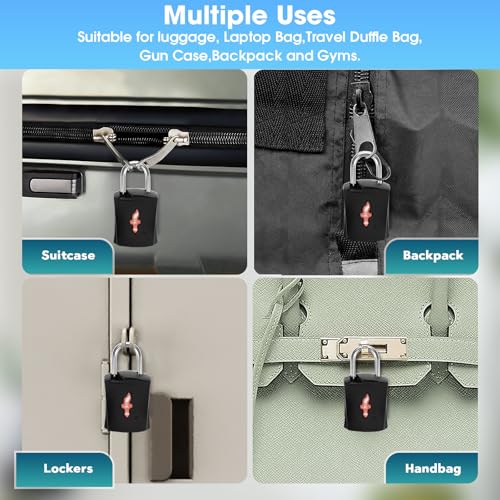 Image of TSA Keyed Alike Luggage Lock 6-Pack Black - Family Travel Set | 6 locks share 1 key. 2 keys per lock. TSA Safe Skies approved. Steel cable. For suitcases, backpacks, gym lockers.