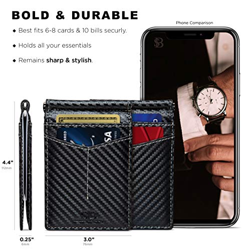 Image of SERMAN BRANDS RFID Blocking Wallet Slim Bifold - Genuine Leather Minimalist Front Pocket Wallets for Men with Money Clip Gift