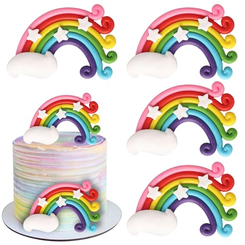 SYKYCTCY 2 Pack Rainbow Cake Toppers Happy Birthday Cake Topper Rainbow Cake Decorations for Baby Shower Kids Boys Girls Birthday Wedding Party Supplies