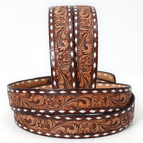 American Darling Beautifully Hand Tooled Brown Genuine American Leather Belt Men and Women Western Belt with Removable Buckle