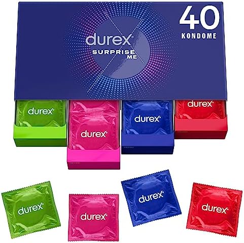 Durex Surprise Me Kondome 40 Stk, Mix Box, Vielfalt Pack