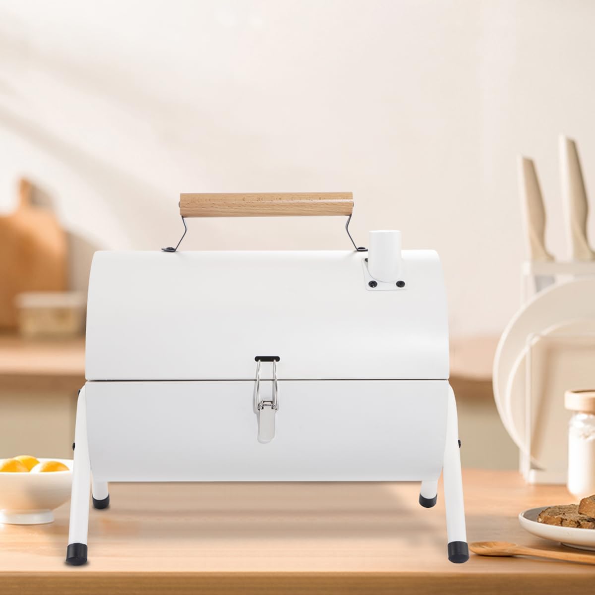 Pobbycrafm Grill na Węgiel Drzewny, Mały Przenośny Grill na Węgiel Drzewny do Gotowania na Zewnątrz na Podwórku Camping Pikniki Plaża, 37,5x25x38cm Black