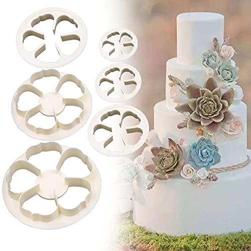 6pcs Fondant Cutter Cake Mold Fondant Decorating Tools DIY Cookie Mold Gum Paste Cutter Tool for Christmas Beautiful Cake Embossing Mold Supplies(size:2-3.9 inch)