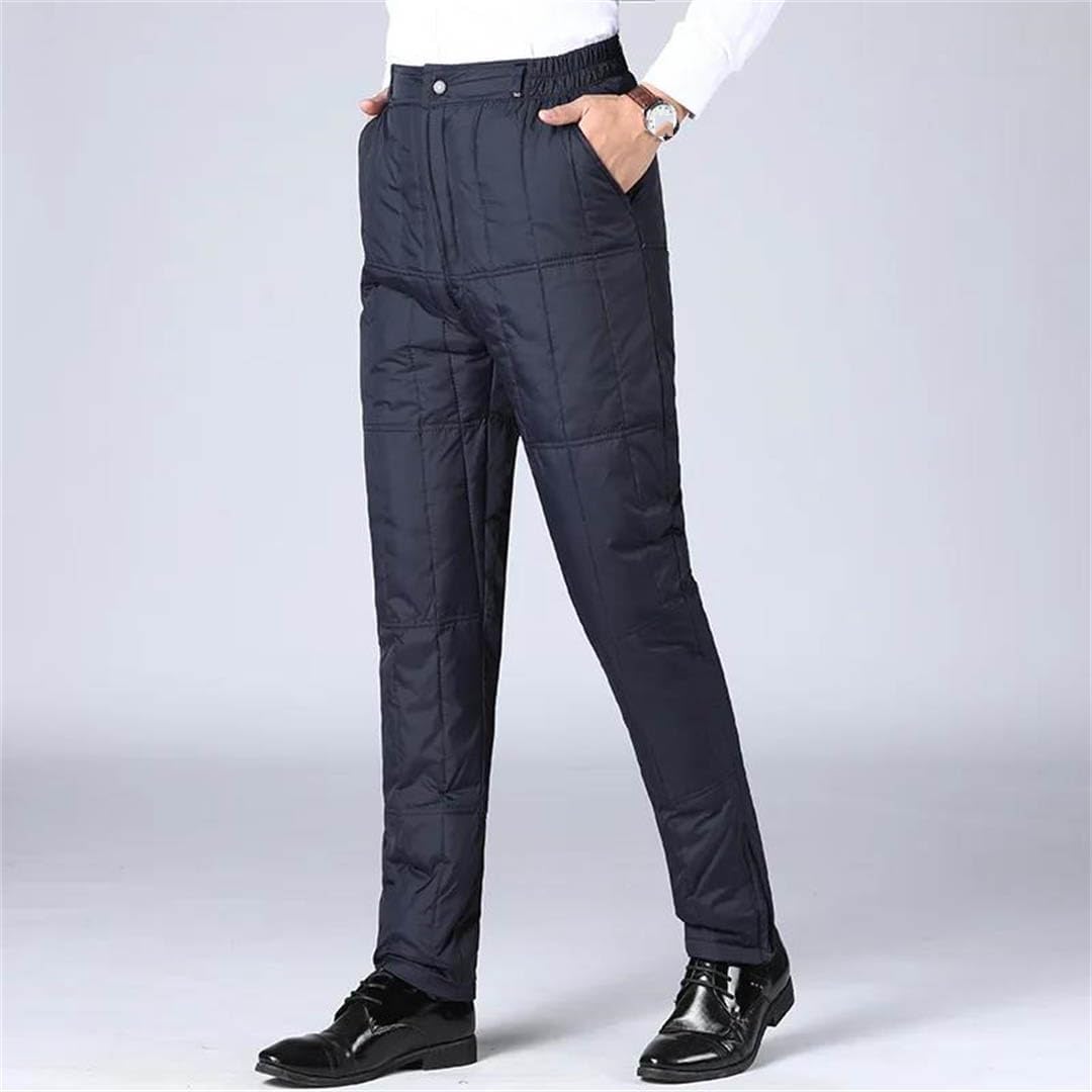 Men's Winter White Duck Down Pants High Waist Thickened Warm Windproof Thermal Trousers