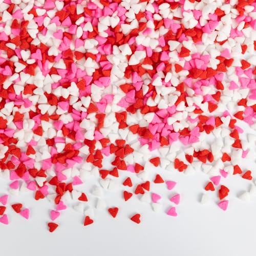 Image of Edible Heart Sprinkles for Cake Decorating,Red Pink White Small Heart Shapes Mix,Miniature Sugar Sprinkle for Baking Decorations,Cake Ice Cream Cookies Cupcake Chocolate Topper Birthday Wedding Supplie | 130g,Baking Decorations for Cookies Donuts,Cupcake Topper,Birthday Wedding Anniversary Feasts,Themed Holiday Party Supplies