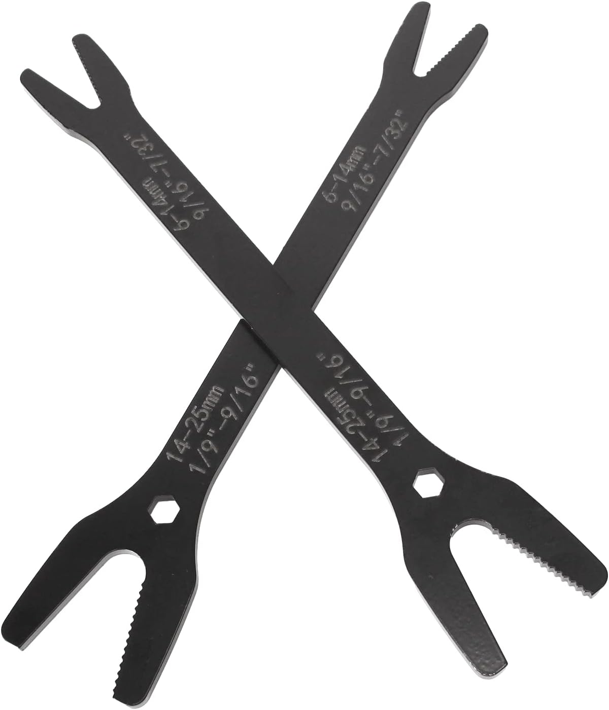 Larcele 6-25mm Double-Ended Self-Tightening Adjustable Wrench Multifunctional Wrench Spanner Tool for Outdoor Riding Or Home Car Maintenance ZJBS-02 (Black)