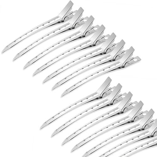 30 Pcs Duck Bill Clips 9cm Rustproof Metal Alligator Curl Clips with Holes for Hair Styling Hair Coloring Metal Duck Billed Hair Clips Silver for Styling Sectioning Silver