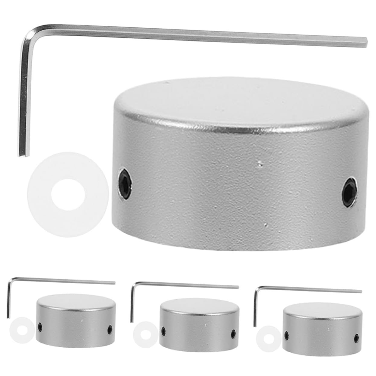 OFFSCH 4-pack Guitar Footswitch Toppers Metal Guitar Effect Pedal Protection Cap Silver Easy Install Guitar Parts