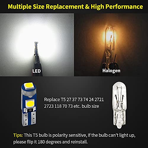 Bombillas LED T5 para auto 20 piezas blanco frío 6000K miniatura 3
