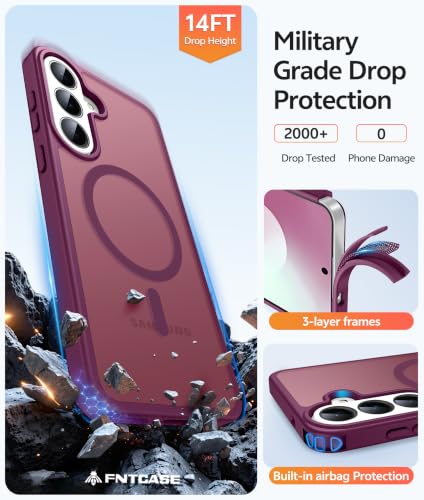Image of FNTCASE for Samsung Galaxy S26 FE / S25 FE Case, Fit for Magsafe Wine Red