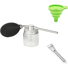 Diatomaceous Earth Duster Applicator, 3 Piece Set Silver Powder Dispenser with Green Funnel & Scoop, Home Powder Applicator, for Garden Home Use Precise Application