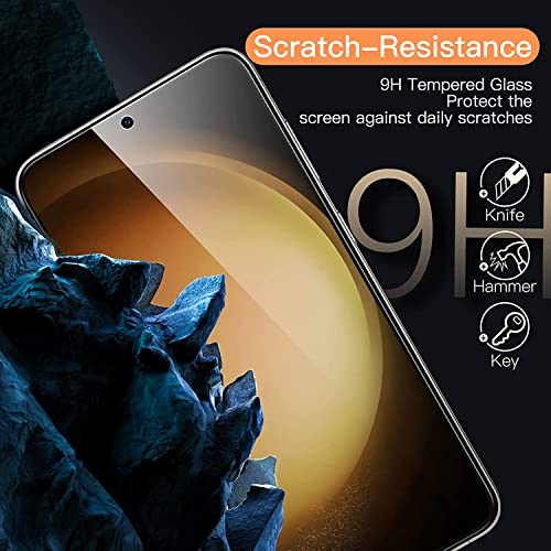 Micger Galaxy S23 Screen Protector 【2+2 Pack】With 2 Pack Tempered Glass Camera Lens Protector, Compatible Fingerprint, Easy Installation, 3D Glass 9H Hardness Tempered Glass Screen Protector For Samsung Galaxy S23 5G #TOP3