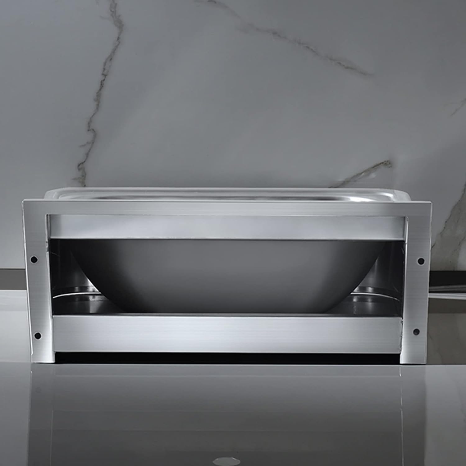 Stainless Steel Sink, Wall-Mounted Single Bowl Sink, Wash Basin Thick Small Sink for RV, Campervan(Silver D(43x41.2x15cm)