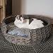 UNUS Hundebett Haustierkorb rund grau/weiß Washed mit Kissen groß Ø65