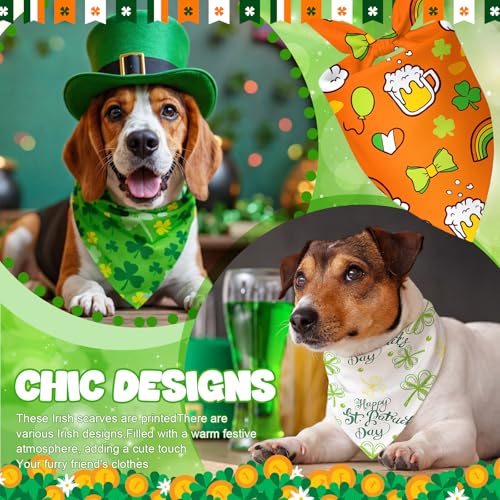 Image of Abbylike 50 Pcs St Patrick's Day Dog Bandanas Bulk Green Shamrocks Bandanas for Dogs Triangle Kerchief Bibs Scarf for Pet Irish Costume Photo Props Pet Shops Groomer, 25 Styles (25.6 x 17.7 x 17.7)