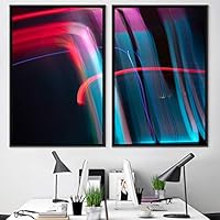 2 Piece Framed Canvas Wall Art Abstract Colorful Digital Art Lights Canvas Prints Home Artwork Decoration for Living Room,Bedroom - 16