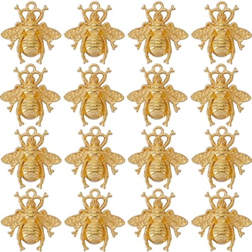 SUNNYCLUE 1 boîte de 50 petites breloques abeilles mignonnes mini insectes dorés en alliage pour bijoux et bricolage