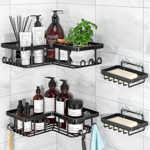 Lista de Estantes para ducha comprados en linea. 50 SOZOMO 4 Piezas Estanteria Ducha para Baño,Prueba de óxido,Estantes de Regadera,Rinconera Organizador para Baños,Sin Taladro,Estante Esquina de Ducha,Estantería Esquina para...