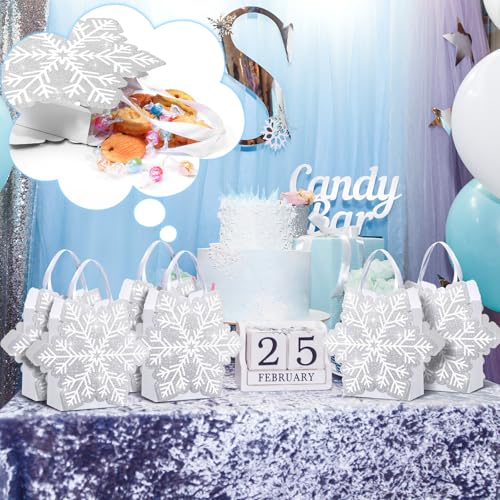 Kolldenn 12 Pcs Glitter Snowflake Bags