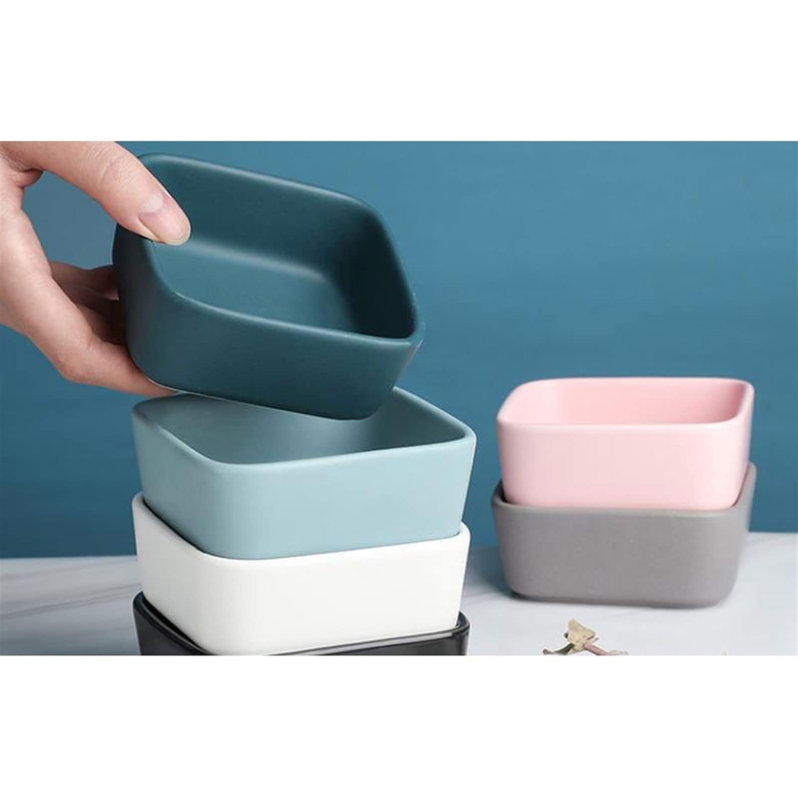 Keramik-Soßenschale, unterteilte Dip-Schalen mit Tablett, Gewürzschale für Snacks, Nüsse, Trockenfrüchte, Teller, Sushi, Essig