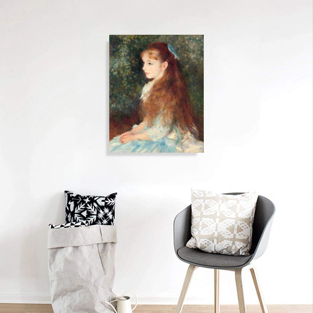 BONNIU Federa Copricuscino con Cerniera 50X50 cm Protezione Cuscino Velluto Decorativo Ritratto Ragazza Vintage Art Deco - Renoir - Ritratto Di Mademoiselle Irene Cahen d'Anvers 1880 RE337