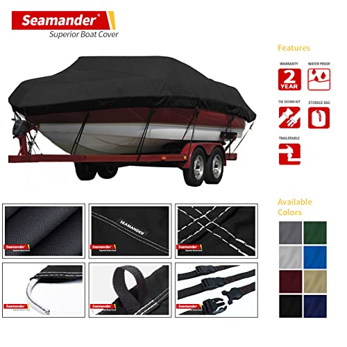 Seamander Trailerable Boat Cover Fits V-Hull, Center Console, 17'-19'L Beam Width Up To 96" #TOP1