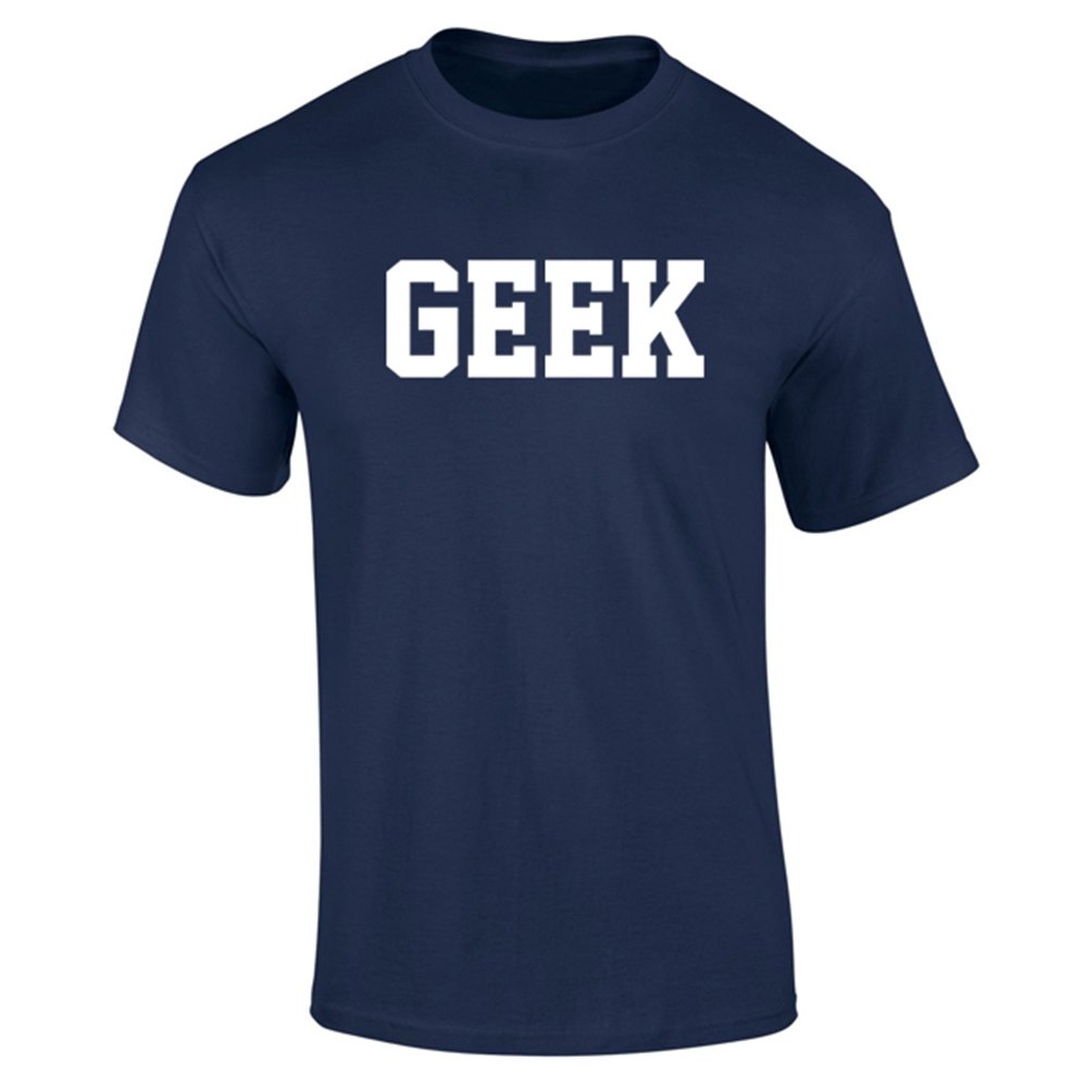 Flip Mens Geek Logo Varsity Nerd Slogan T-Shirt Navy Blue (XXL)