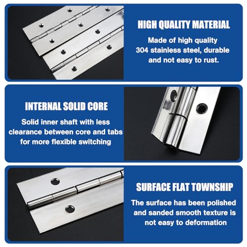 Neikafan Continuous Piano Metal Hinge 300mm/12 Inch Heavy Duty Piano Hinges Continuous Stainless Steel Polished Pianos Hinge for Wood Pianos - Image 4