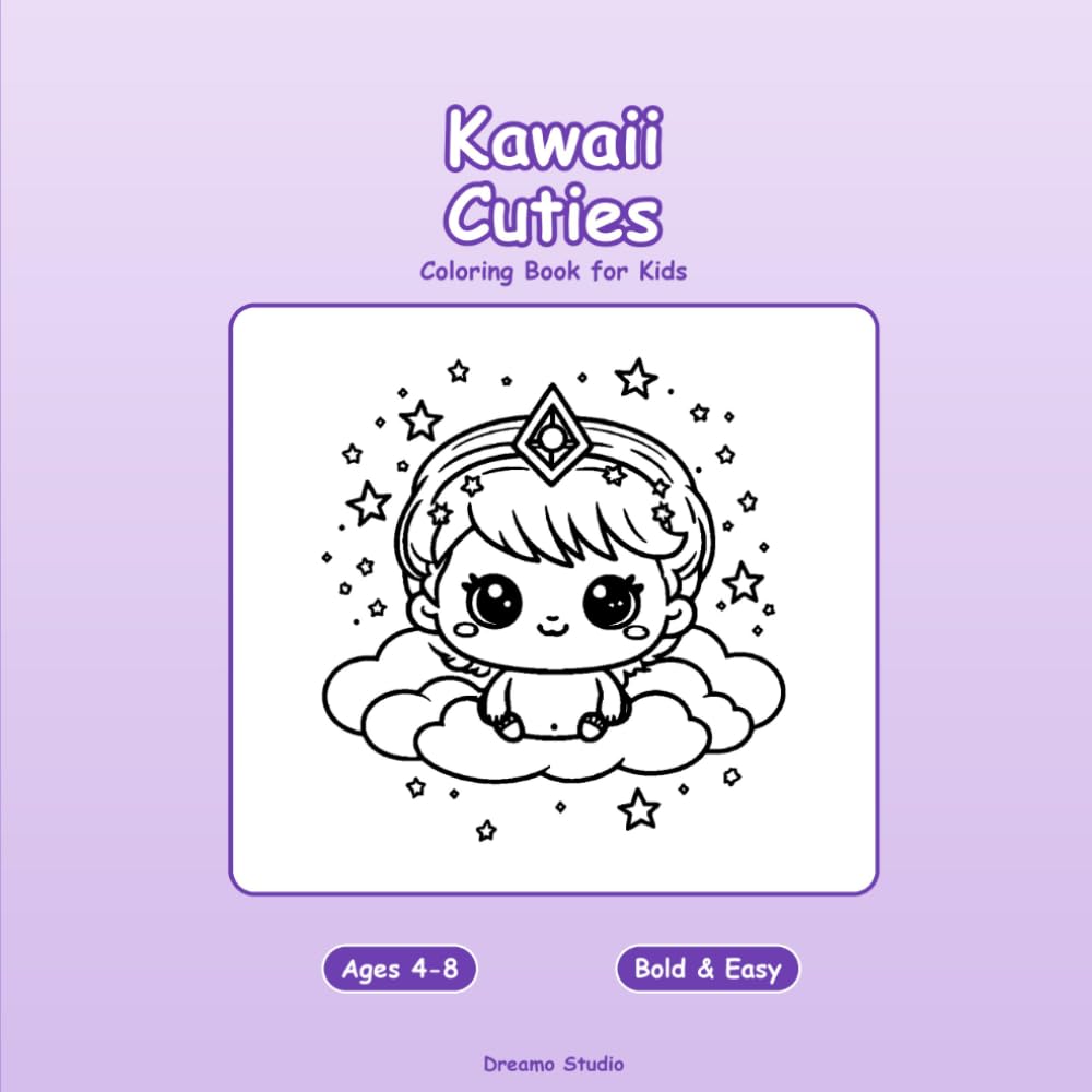 Kawaii Cuties: A Cute Coloring Book for Kids Ages 4-8 with 50 Bold & Easy Chibi Characters, Babies & Adorable Friends