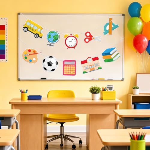 Image of Hooqict Back to School Banner Decorations Welcome Back Party Banner for Bulletin Board First Day of School Office Classroom Party Decorations