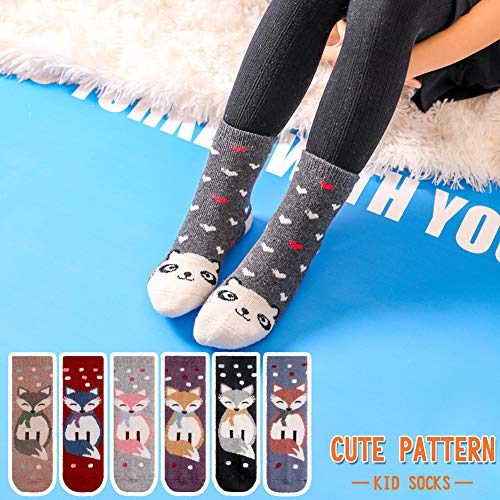 Image of Eocom Kids Wool Socks For Boys Girls Warm Hiking Thermal Winter Cozy Soft Thick Toddlers Crew Boot Socks 6 Pairs